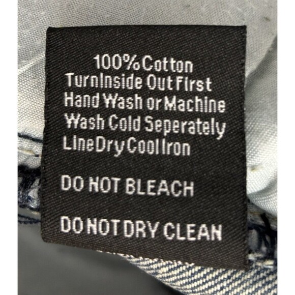 Embellish Mens Jeans‎ 38 x 33 Distressed Destroyed Biker Moto Gold Blue Denim - Picture 14 of 14